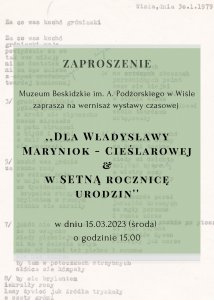 Dla Władysławy Maryniok - Cieślarowej w setną rocznicę urodzin